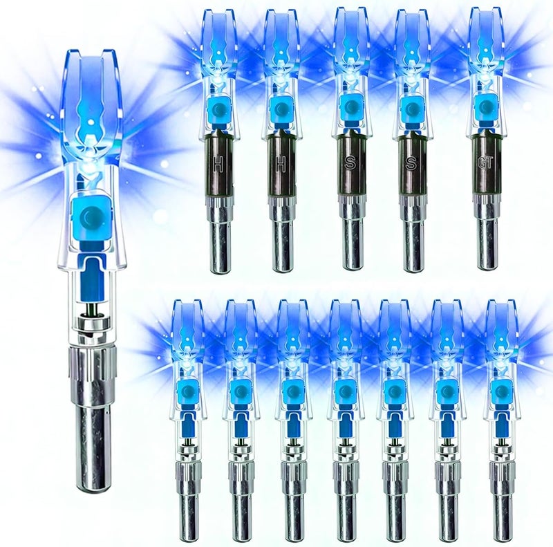 LightingU NoxDyn 12pcs X Lighted Nocks for Arrows with .205'' .232'' .244'' .248'' Inside Diameter with H, S, GT Bushings, High-Visibility Light Up Nocks with ON/Off Switch for Archery - Image 1
